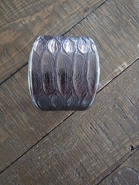 Henri Bendel Charcoal Cuff Bracelet, Exotic Embossed Leather